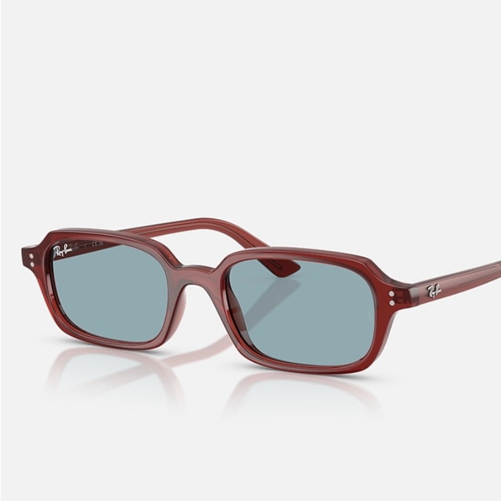 Ray-Ban Red Transparent Frame Blue Lens Sunglasses